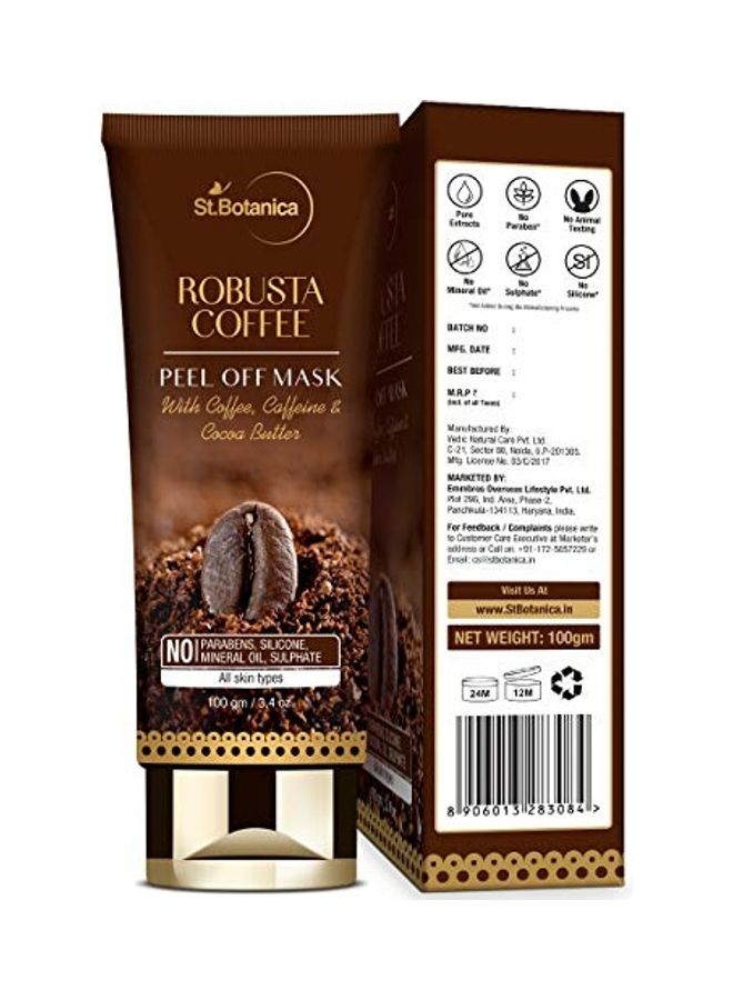 Robusta Coffee Peel Off Mask with Coffee, Caffeine And Cocoa Butter Brown 100ml - v1629137317/N50140079A_3