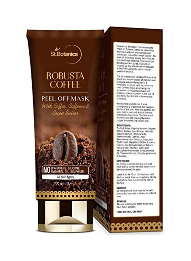 Robusta Coffee Peel Off Mask with Coffee, Caffeine And Cocoa Butter Brown 100ml - v1629137317/N50140079A_4