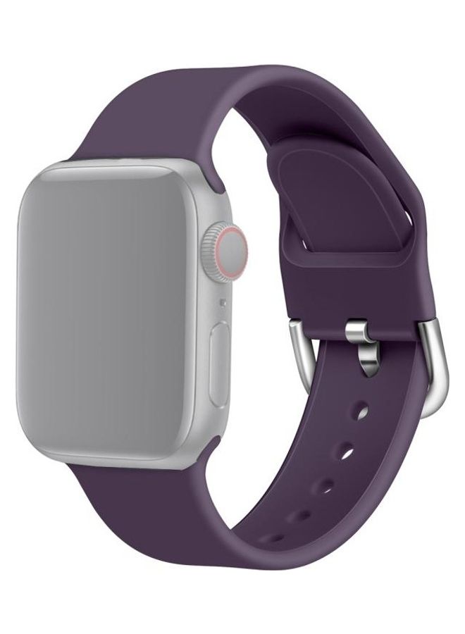 BGM Silicone Replacement Wrist Watchband with Metal Buckle For Apple Watch Series 6/SE/5/4 40mm - 3/2/1 38mm Dark Purple - Image 1