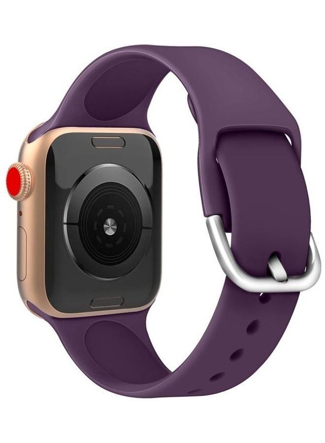 BGM Silicone Replacement Wrist Watchband with Metal Buckle For Apple Watch Series 6/SE/5/4 40mm - 3/2/1 38mm Dark Purple - Image 2