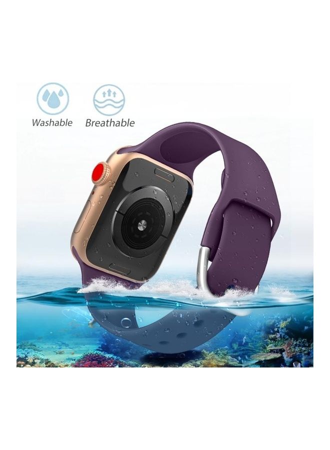 BGM Silicone Replacement Wrist Watchband with Metal Buckle For Apple Watch Series 6/SE/5/4 40mm - 3/2/1 38mm Dark Purple - Image 4