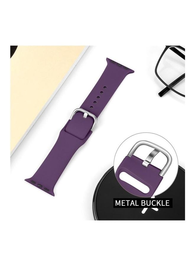 BGM Silicone Replacement Wrist Watchband with Metal Buckle For Apple Watch Series 6/SE/5/4 40mm - 3/2/1 38mm Dark Purple - Image 5