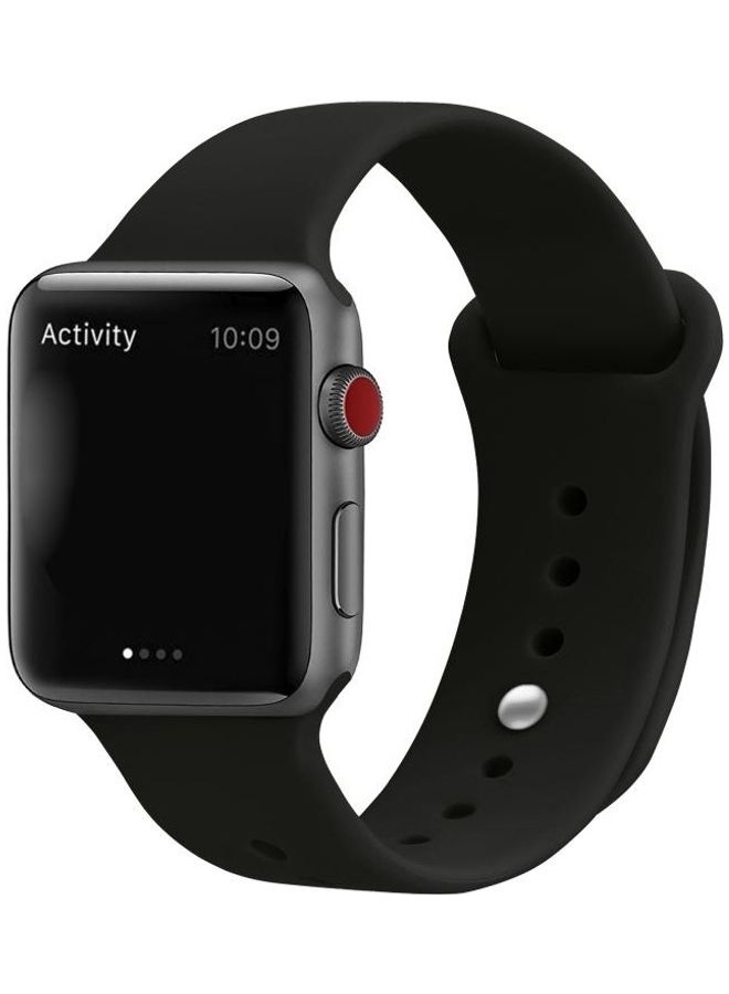 BGM Silicone Replacement Strap Watchband For Apple Watch Series 6/SE/5/4 44mm 3/2/1 42mm Black - Image 3