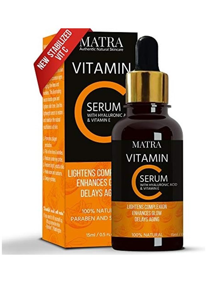 Matra Vitamin C Ultra Glow Serum with Hyaluronic Acid and Vit E for Skin Lightening and Anti-aging Black/Orange 15ml - Image 1