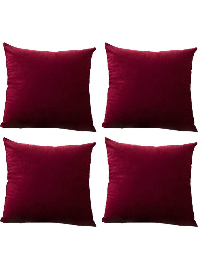 benefit 4-Piece Velvet Decorative Cushion Red 25 x 25cm - Image 1