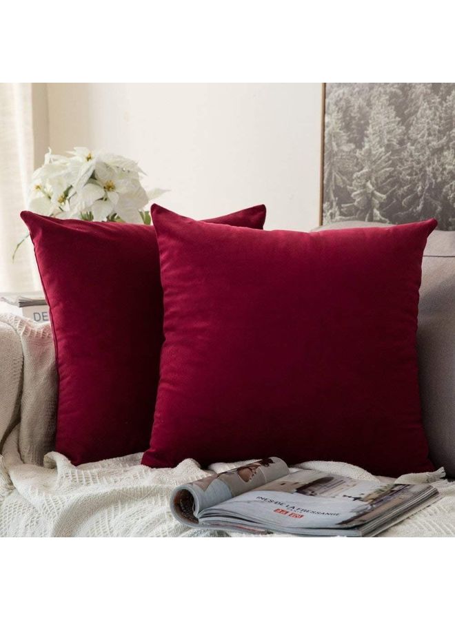 benefit 4-Piece Velvet Decorative Cushion Red 25 x 25cm - Image 2