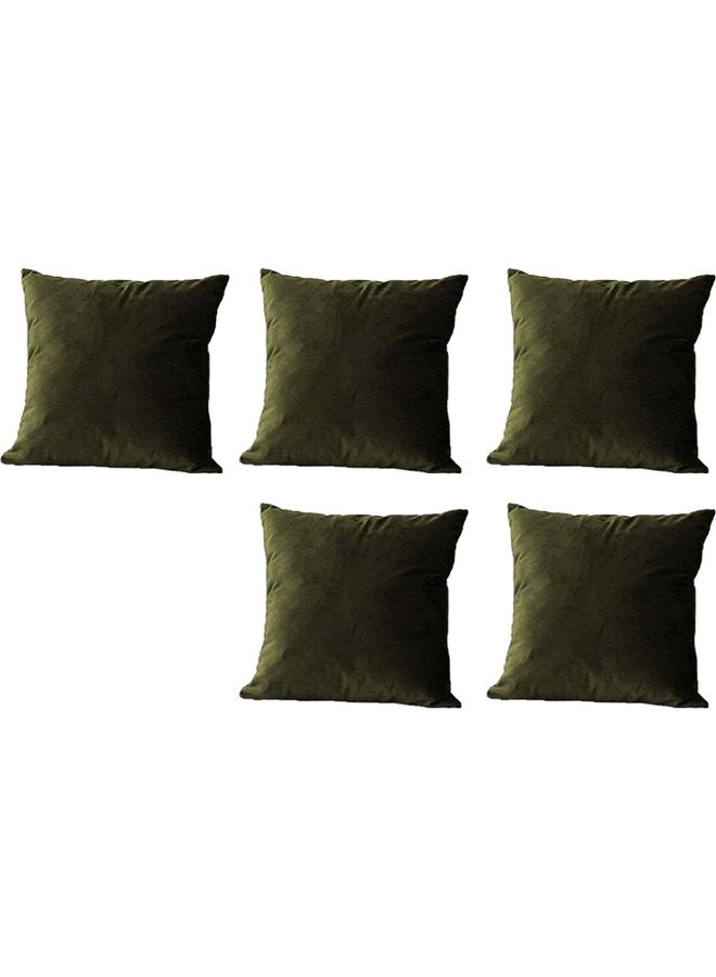benefit 5 -Piece Velvet Decorative Cushion Set Green 30x30cm - Image 1