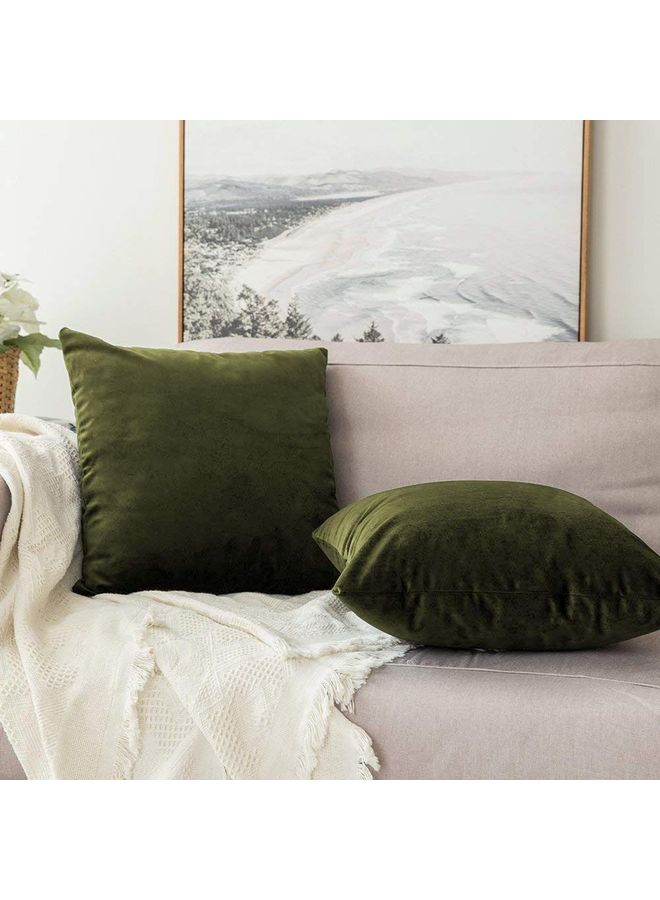 benefit 5 -Piece Velvet Decorative Cushion Set Green 30x30cm - Image 3