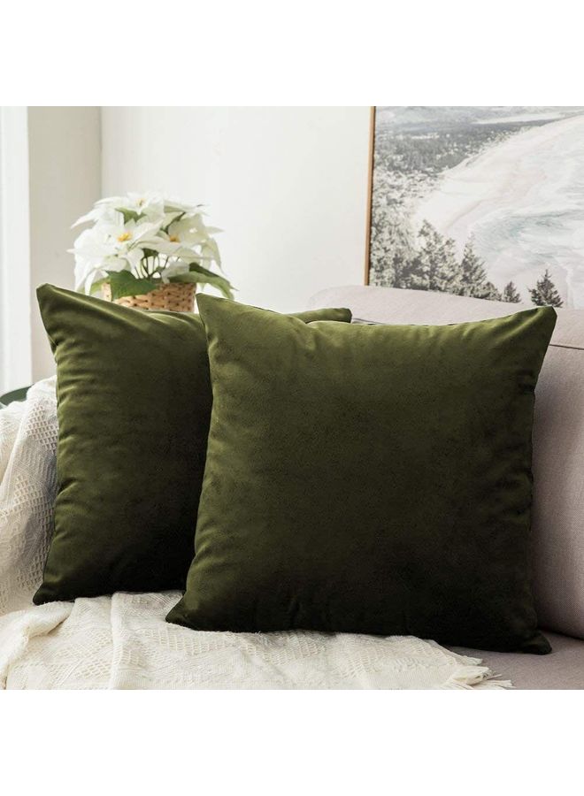 benefit 5 -Piece Velvet Decorative Cushion Set Green 30x30cm - Image 5