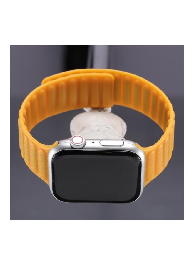 BGM Litchi Texture Silicone Loopback Watchband Yellow - Image 2