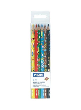 Box Of 6 Triangular Colour Pencils Printed With Super Heroes Space Designs Multicolour - v1629141923/N50149039A_1