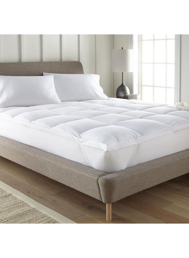 Lux Mattress Topper 10 cm Microfiber Filing With Rubber Corner Edges Cotton White 200x160cm