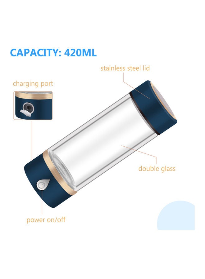 Generic - 420ml Portable Hydrogen-Rich Water Generator Bottle Blue 27.5x9.5x11cm - Image 1