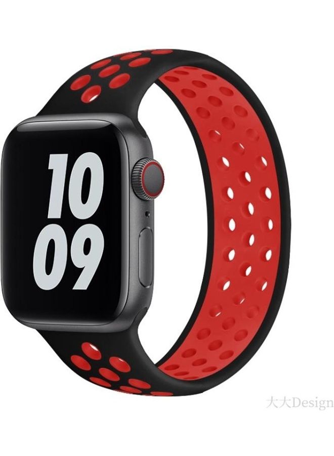 BGM Replacement Watchband for Apple Watch Series 1/2/3/4/5/6/SE 40mm/38mm Black/Red - Image 2