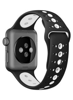 Two-Tone Porous Silicone Watchband For Apple Watch Series 6/SE/5/4 40mm - 3/2/1 38mm Black/White