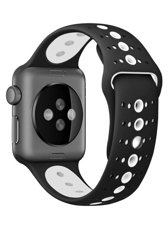 BGM - Two-Tone Porous Silicone Watchband For Apple Watch Series 6/SE/5/4 40mm - 3/2/1 38mm Black/White - Image 1