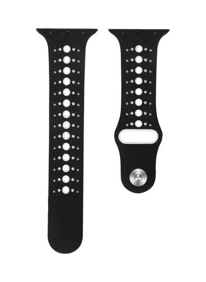 BGM - Two-Tone Porous Silicone Watchband For Apple Watch Series 6/SE/5/4 40mm - 3/2/1 38mm Black/White - Image 1