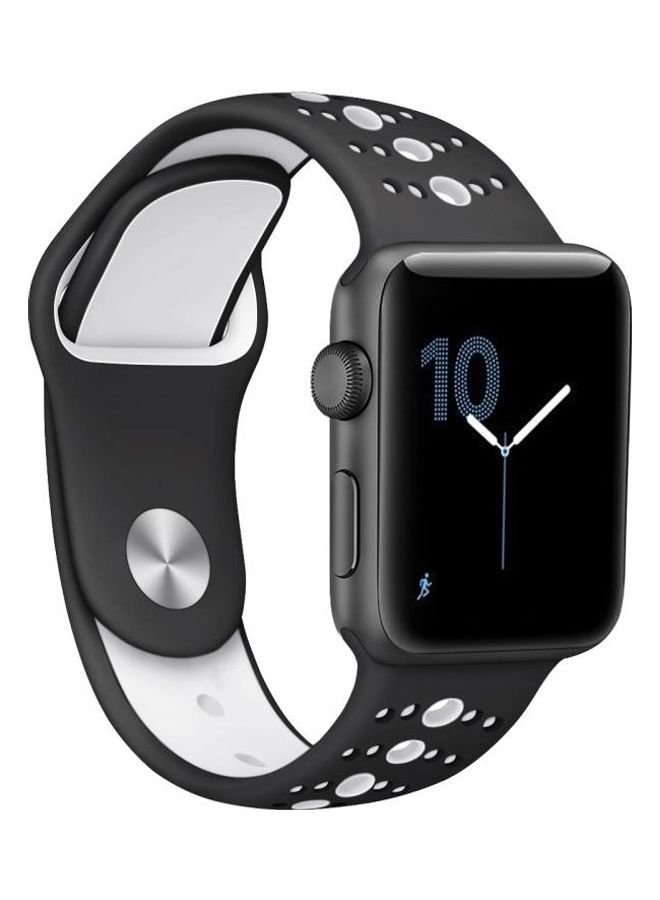 BGM - Two-Tone Porous Silicone Watchband For Apple Watch Series 6/SE/5/4 40mm - 3/2/1 38mm Black/White - Image 1