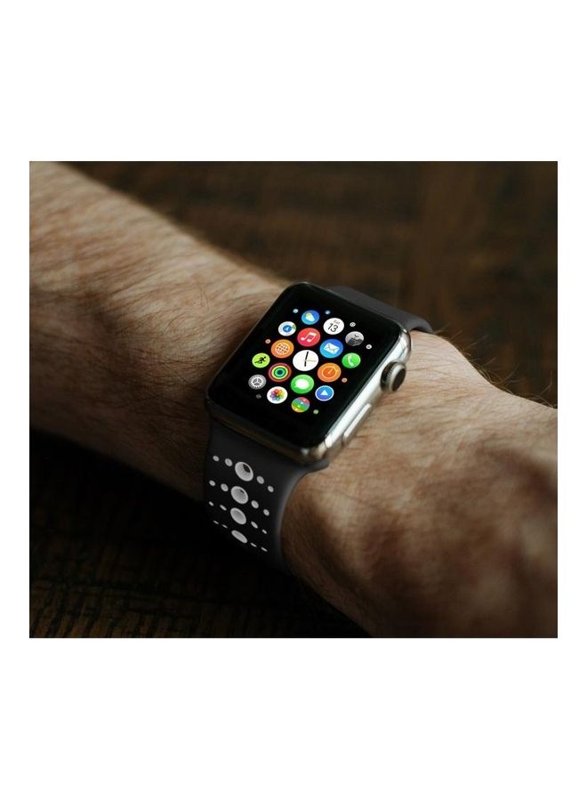 BGM - Two-Tone Porous Silicone Watchband For Apple Watch Series 6/SE/5/4 40mm - 3/2/1 38mm Black/White - Image 1