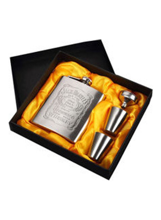 Dubkart Stainless Steel Hip Flask Funnel And Shot Glass Set Silver  - Image 1