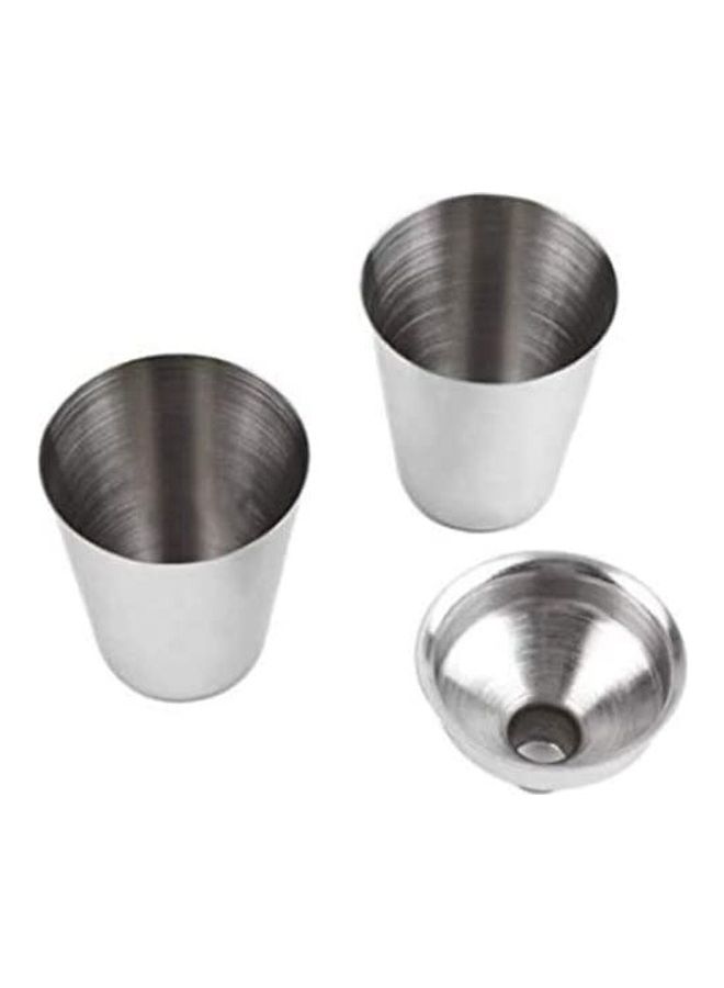 Dubkart Stainless Steel Hip Flask Funnel And Shot Glass Set Silver  - Image 4