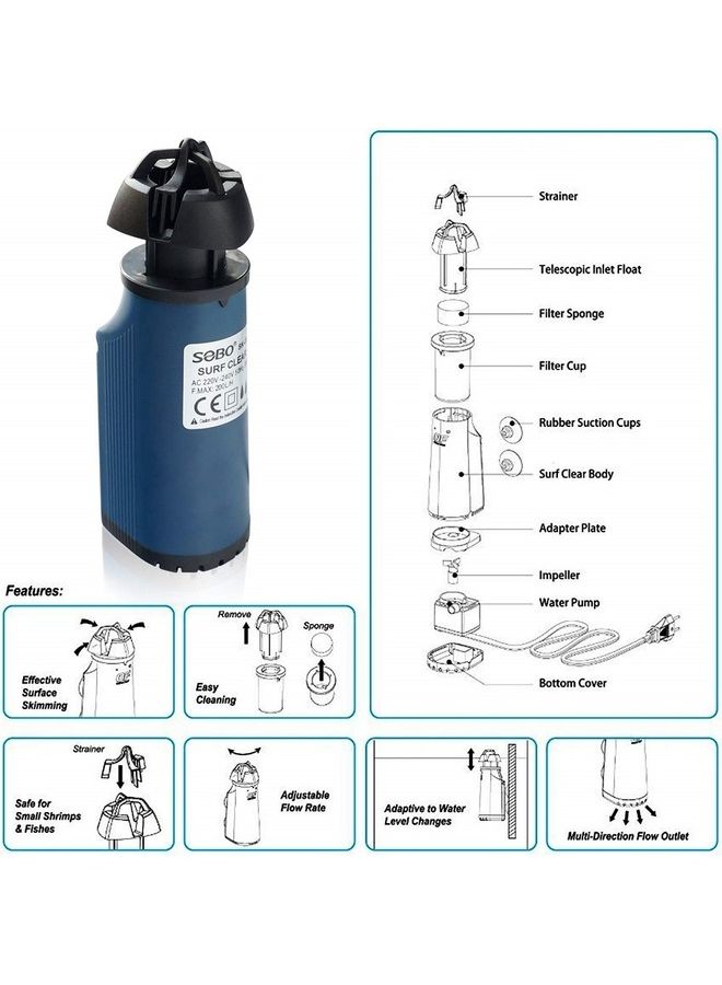 SOBO B&K Surf Clear Aquatic Skimmer Multicolour 13.5 x 4.5cm - Image 4