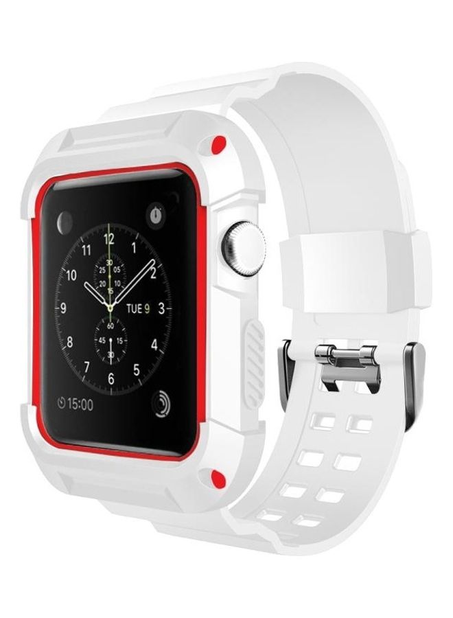 بي جي إم سوار بديل من السيليكون لساعة أبل 3/2/1 أبيض/أحمر - Image 3