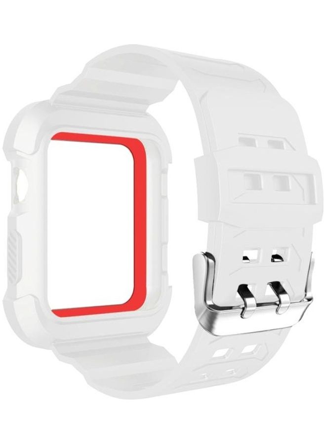 بي جي إم سوار بديل من السيليكون لساعة أبل 3/2/1 أبيض/أحمر - Image 2