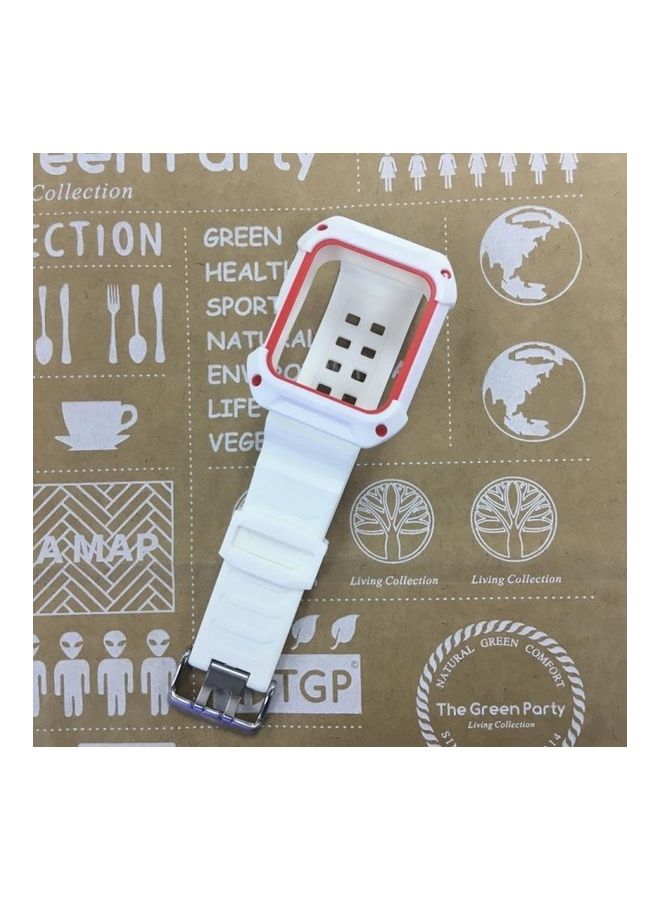 بي جي إم سوار بديل من السيليكون لساعة أبل 3/2/1 أبيض/أحمر - Image 4