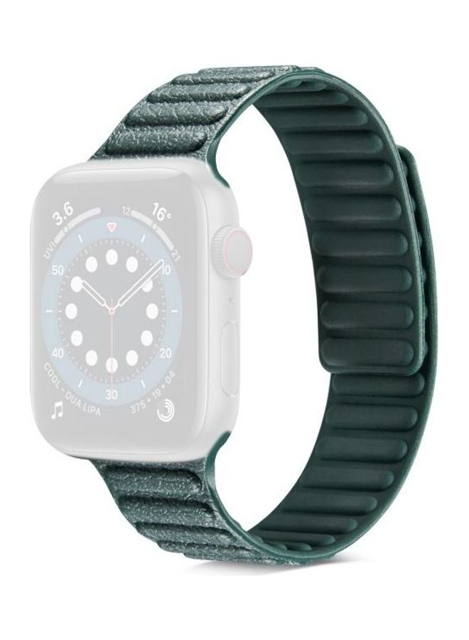 BGM Texture Silicone Loopback Watchband For Apple Watch Series SE/6/5/4 44mm And 3/2/1 42mm Green - Image 1