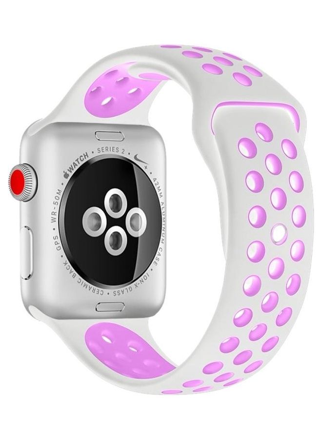 BGM Silicone Replacement Band For Apple Watch Series 6/SE/5/4 44mm And 3/2/1 42mm White/Purple - Image 1