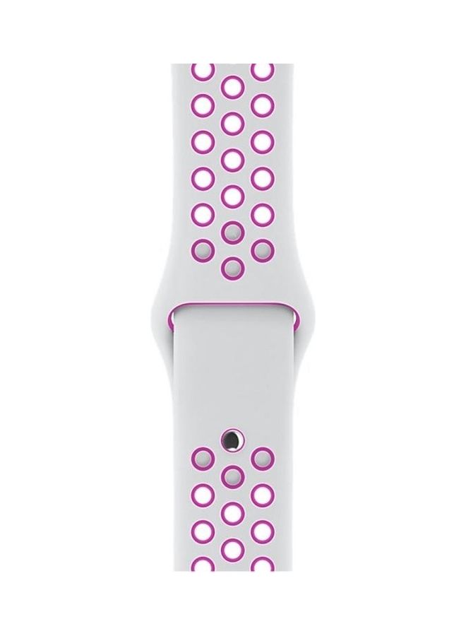 BGM - Silicone Replacement Band For Apple Watch Series 6/SE/5/4 40mm And 3/2/1 38mm White/Purple - Image 1