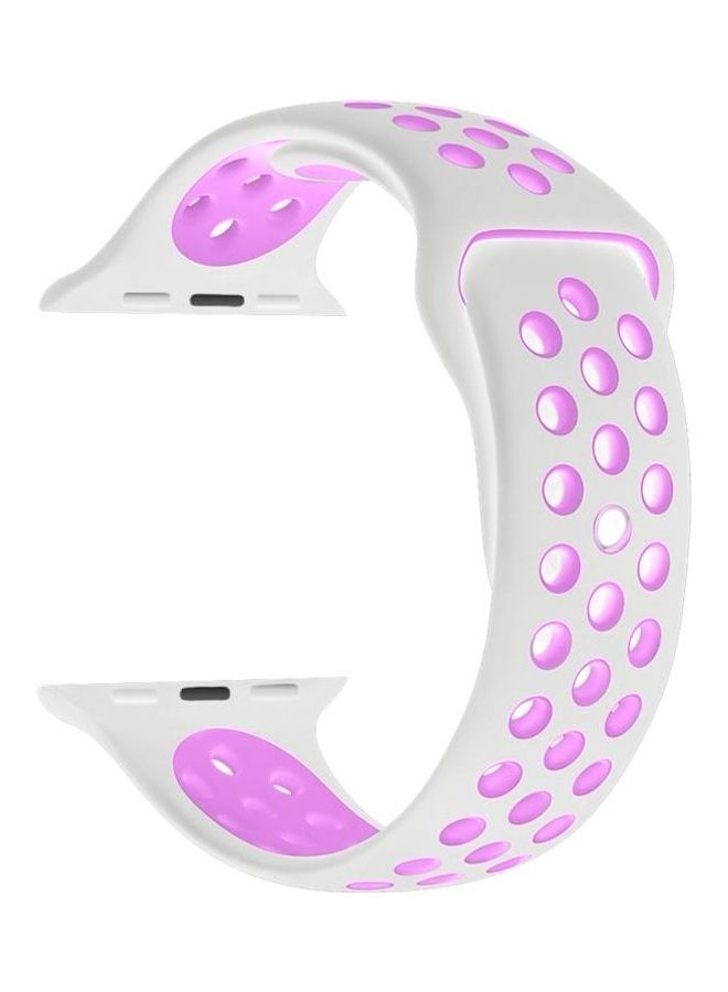 BGM - Silicone Replacement Band For Apple Watch Series 6/SE/5/4 40mm And 3/2/1 38mm White/Purple - Image 1