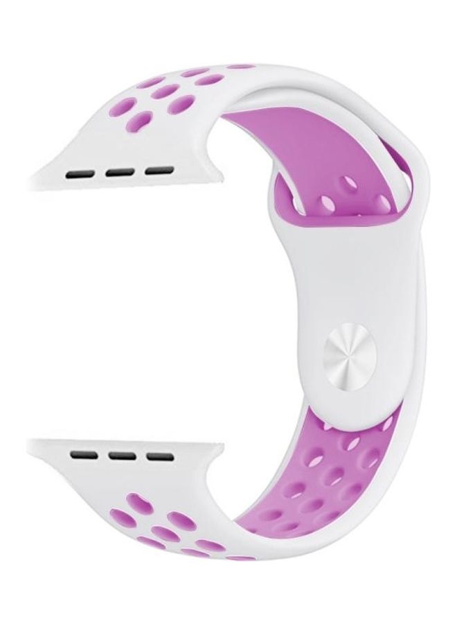 BGM - Silicone Replacement Band For Apple Watch Series 6/SE/5/4 40mm And 3/2/1 38mm White/Purple - Image 1