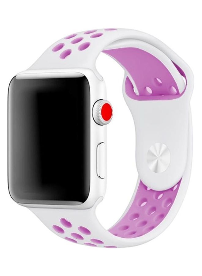 BGM - Silicone Replacement Band For Apple Watch Series 6/SE/5/4 40mm And 3/2/1 38mm White/Purple - Image 1