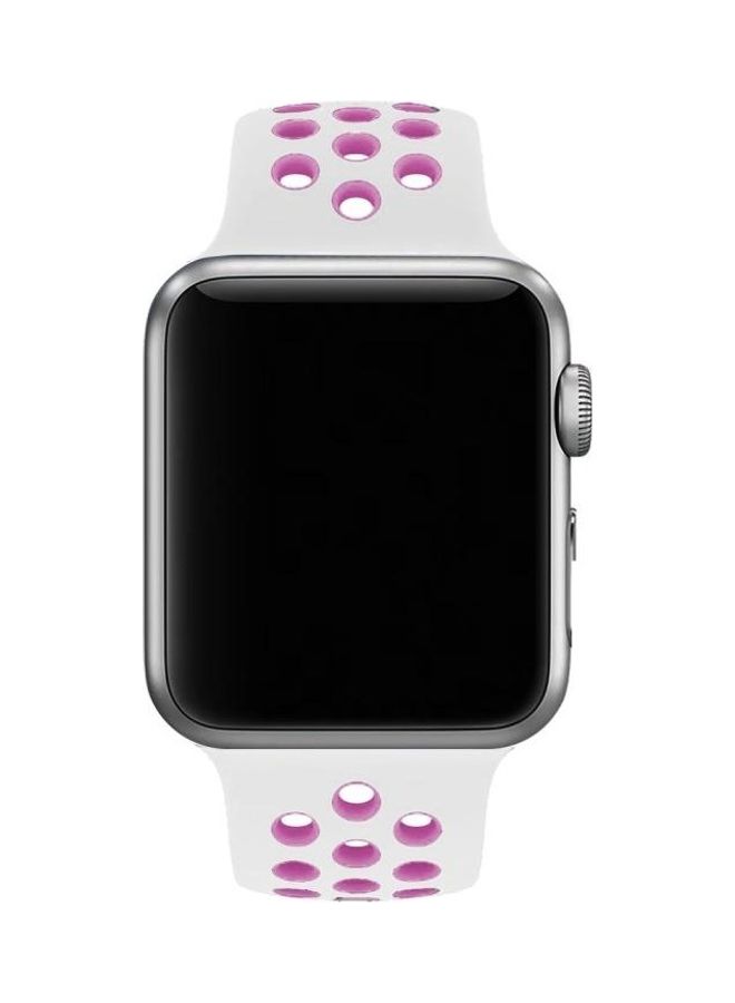 BGM - Silicone Replacement Band For Apple Watch Series 6/SE/5/4 40mm And 3/2/1 38mm White/Purple - Image 1