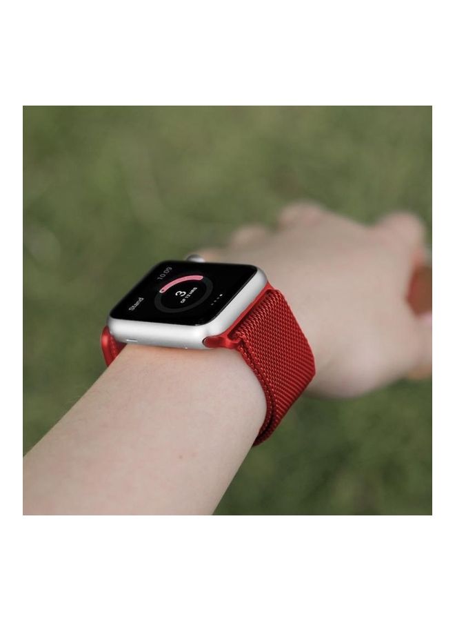 BGM - Magnetic Stainless Steel Wrist Band For Apple Watch Series 6/SE/5/4 44mm And 3/2/1 42mm Red - Image 1