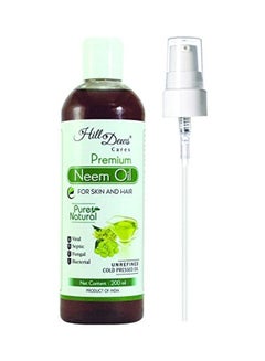 HillDews Neem Oil 200ml Pure Natural Unrefined Cold Pressed For Skin and Hair - Free From Paraben, Hexane and Mineral Oil 2X2.2X1.9inch  - Image 3