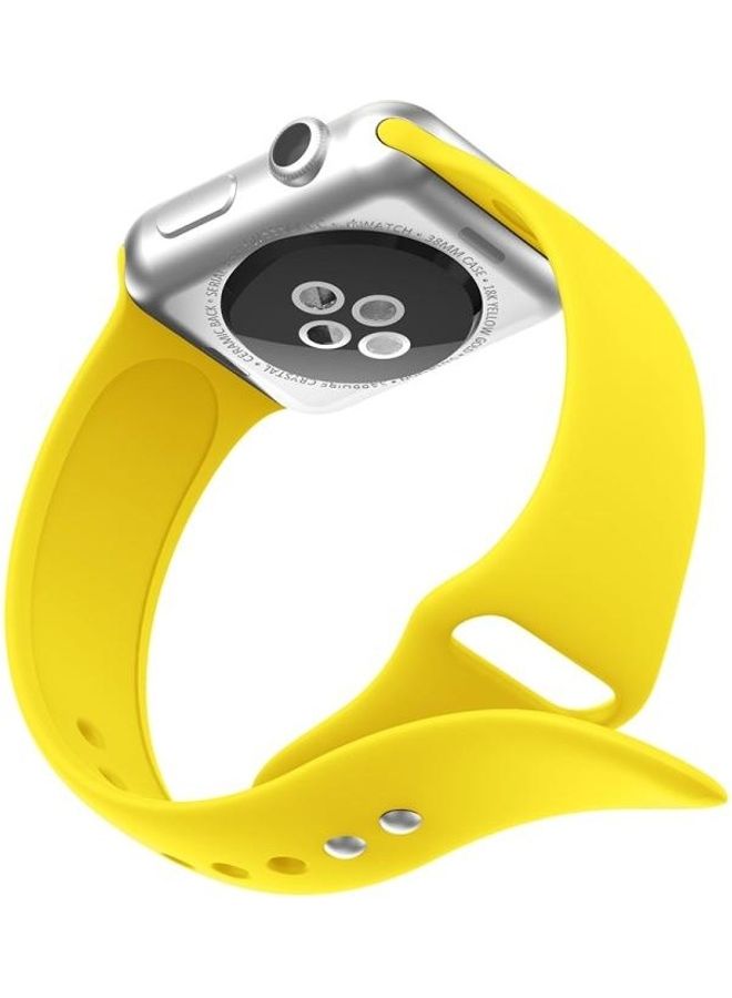 BGM Double Rivets Silicone Watch Band Yellow - Image 4