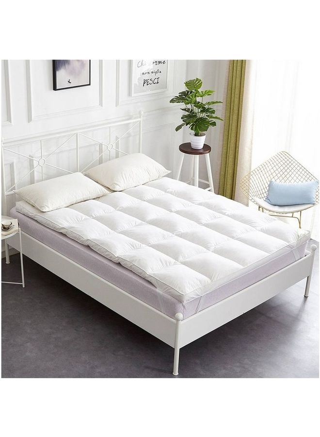 Two Layers Microfiber Mattress Topper 7 cm With Rubber Frame Microfiber White 200x160cm