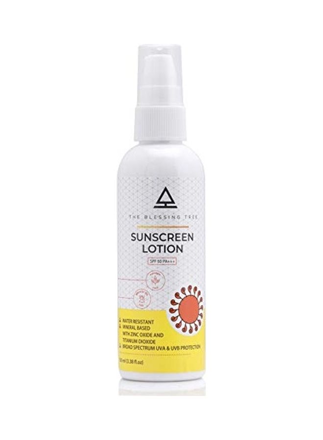 The Blessing Tree - Sunscreen Lotion SPF 50 PA+++ with Zinc Oxide and Titanium Dioxide White/Yellow 100ml - Image 1