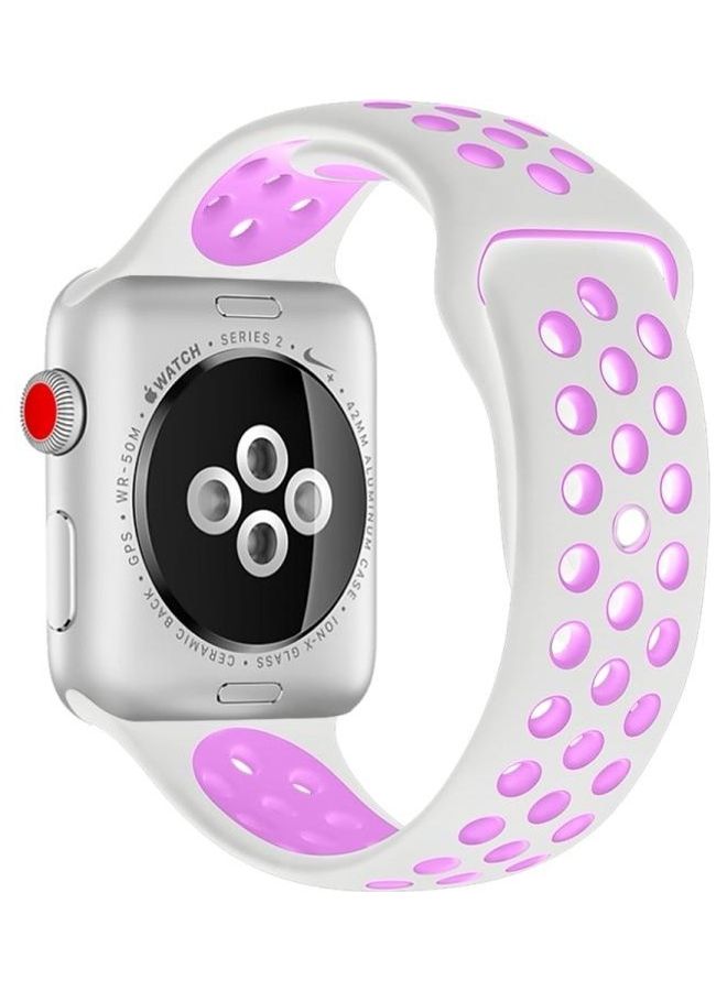 BGM Silicone Replacement Band For Apple Watch Series 6/SE/5/4 44mm And 3/2/1 42mm White/Purple - Image 1