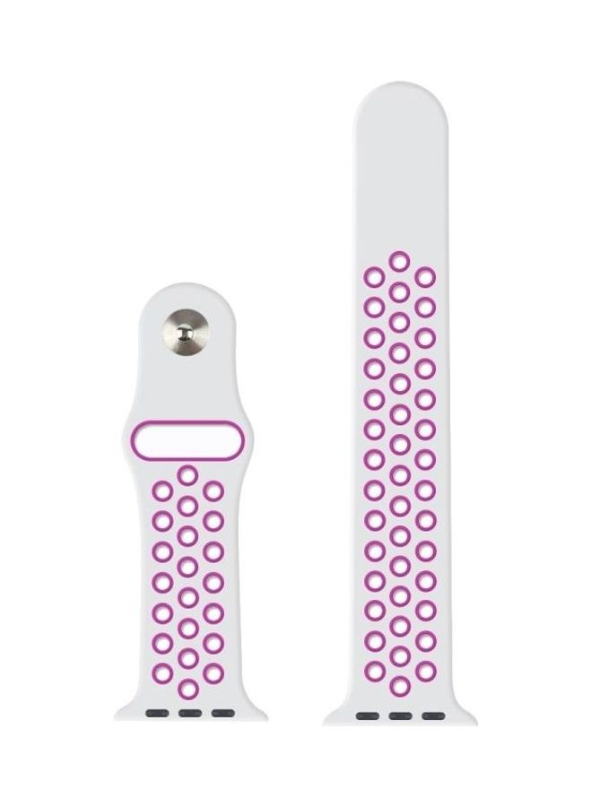 BGM Silicone Replacement Band For Apple Watch Series 6/SE/5/4 44mm And 3/2/1 42mm White/Purple - Image 2