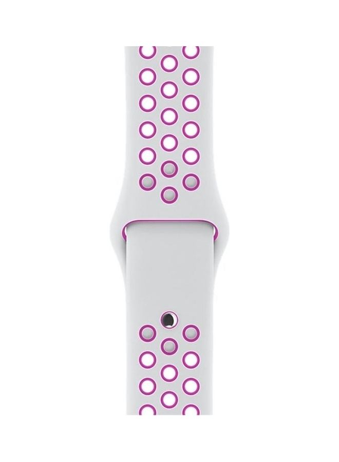 BGM Silicone Replacement Band For Apple Watch Series 6/SE/5/4 44mm And 3/2/1 42mm White/Purple - Image 3
