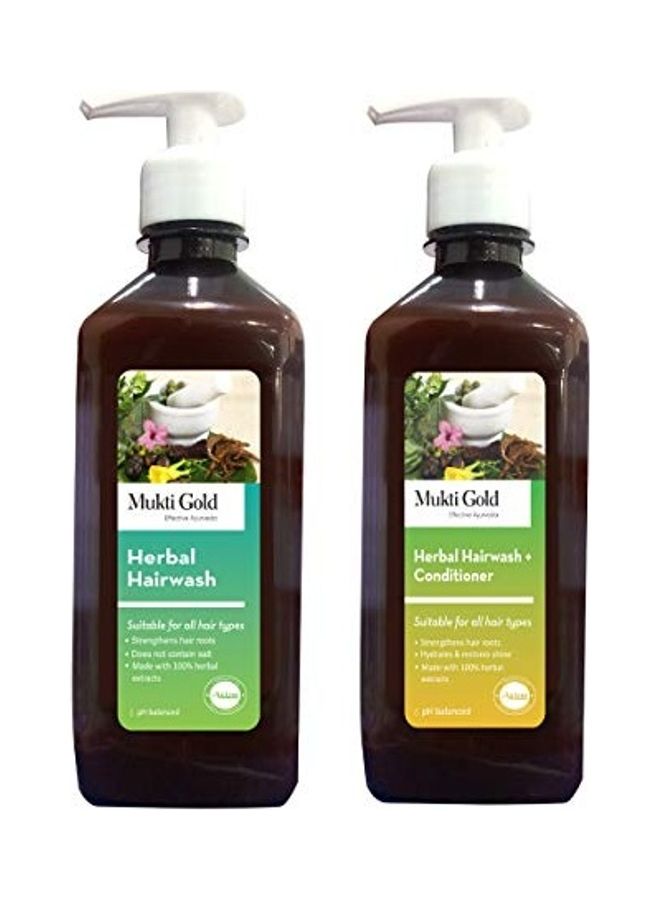 Axiom 2-Pack Mukti Gold Herbal Hairwash With Conditioner Multicolour 500ml - Image 1