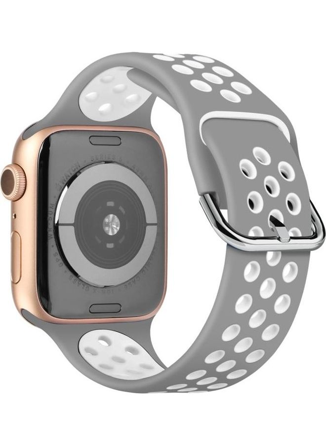 BGM Replacement Band for Apple Watch Series 1/2/3/4/5/6/SE 42/44mm Grey/White - Image 1