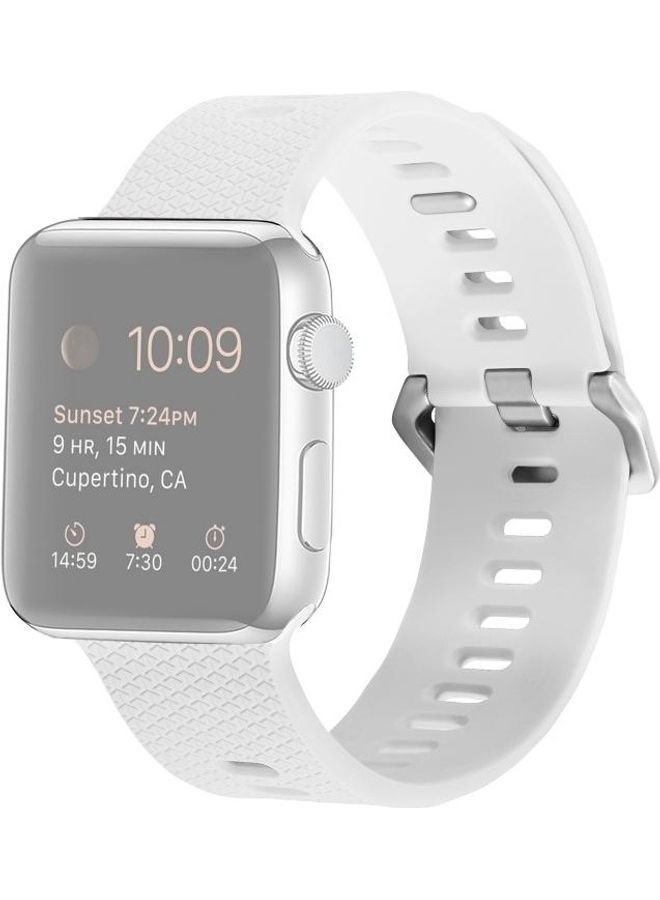 BGM Silicone Replacement Wrist Strap For Apple Watch Series 6/SE/5/4 44mm And 3/2/1 42mm White - Image 1