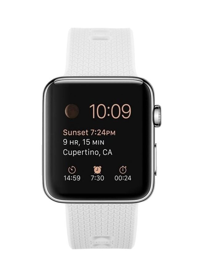 BGM Silicone Replacement Wrist Strap For Apple Watch Series 6/SE/5/4 44mm And 3/2/1 42mm White - Image 2