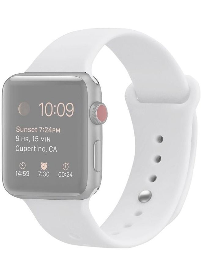 BGM Silicone Replacement Wrist Strap For Apple Watch Series 6/SE/5/4 44mm And 3/2/1 42mm White - Image 1