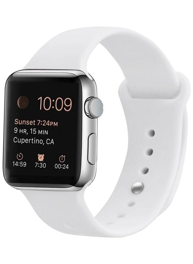 BGM Silicone Replacement Wrist Strap For Apple Watch Series 6/SE/5/4 44mm And 3/2/1 42mm White - Image 3